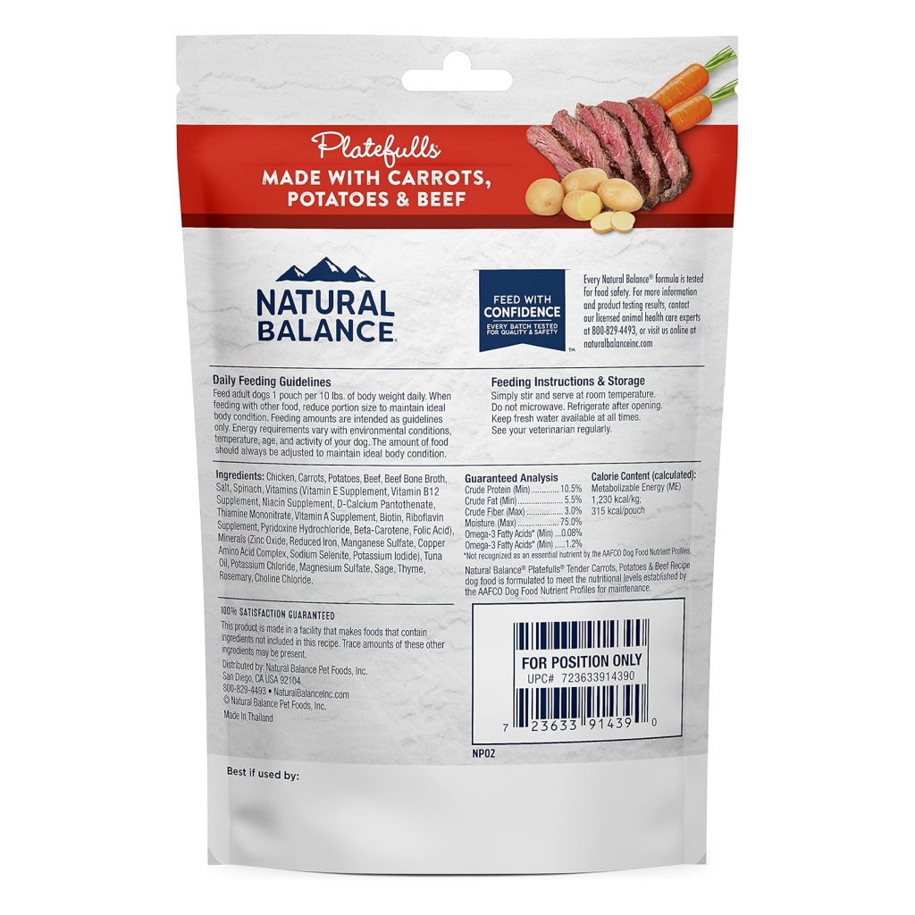 Natural Balance Platefulls Tender Carrot, Potato & Beef Recipe  Wet Dog Food, 9-oz image number null