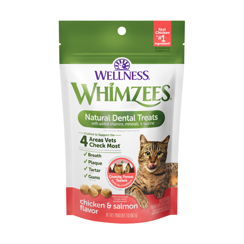 WHIMZEES Cat Natural Dental Treat Bag - Chicken & Salmon Flavor, 2-oz image number null