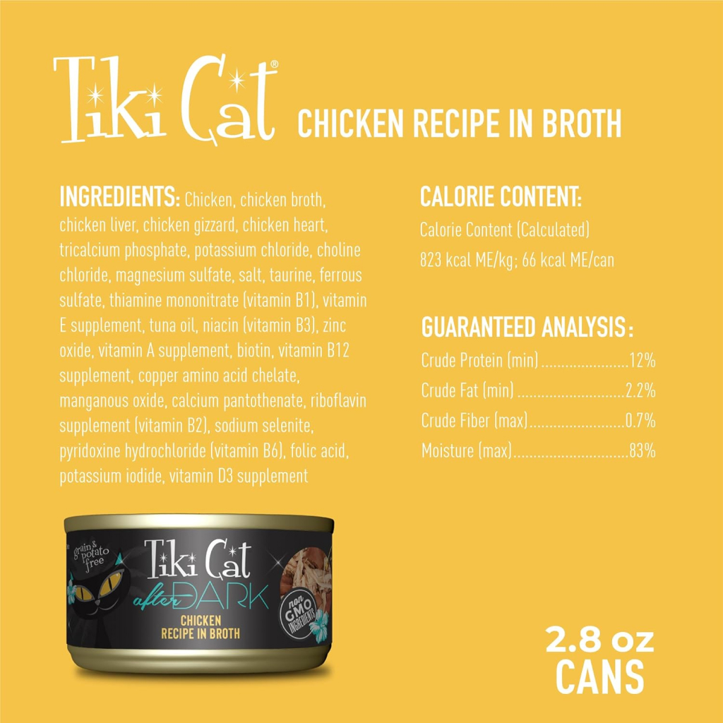 Tiki Cat After Dark Wet Cat Food Chicken Can, 2.8-oz image number null
