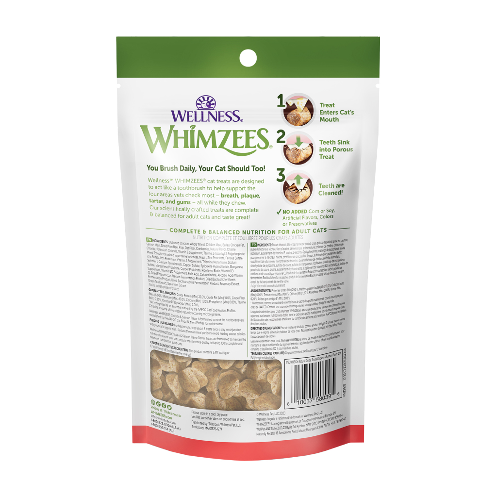 WHIMZEES Cat Natural Dental Treat Bag - Chicken & Salmon Flavor, 2-oz image number null