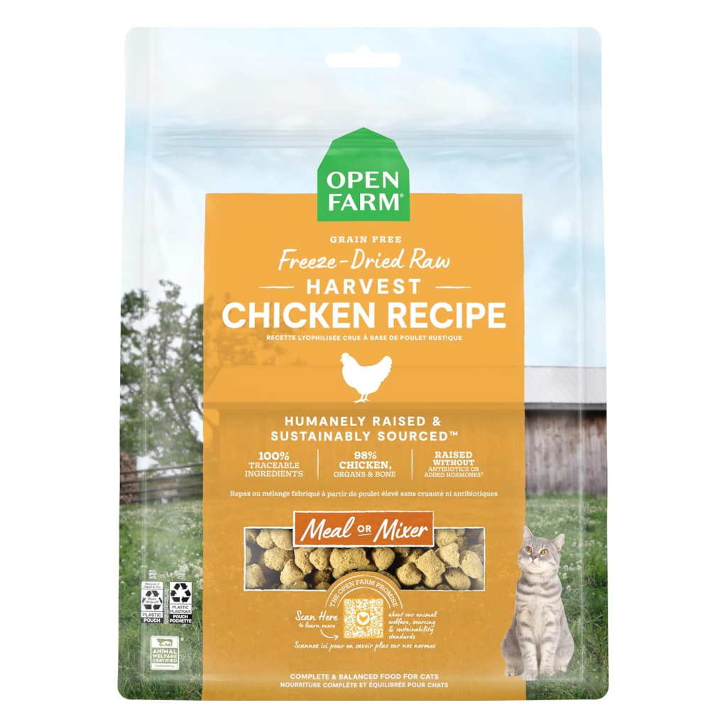 Open Farm Harvest Chicken Freeze Dried Raw Cat Food, 9-oz image number null