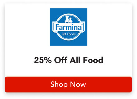 25% off all FARMINA food; use code "FRENZY26" at checkout