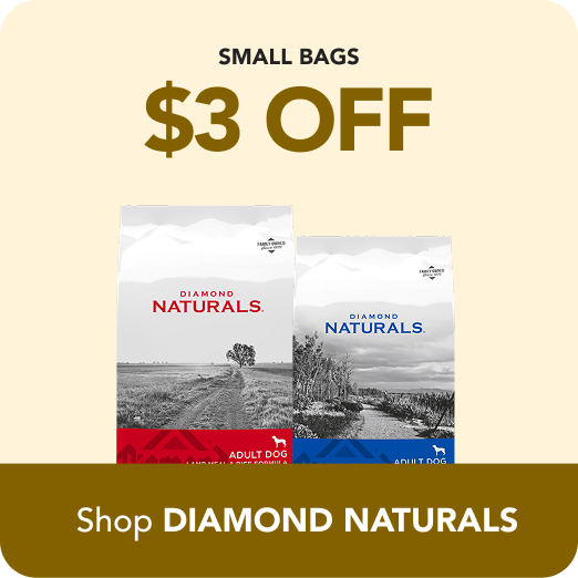 $3 off small bags of DIAMOND NATURALS food; use code "FRENZY26" at checkout