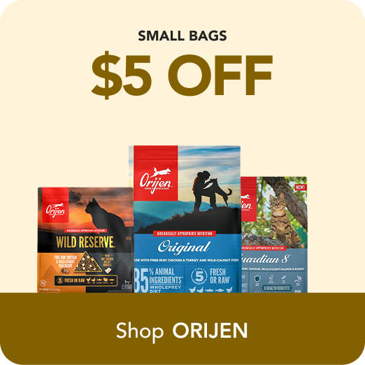 $5 off small bags of ORIJEN food; use code "FRENZY26" at checkout