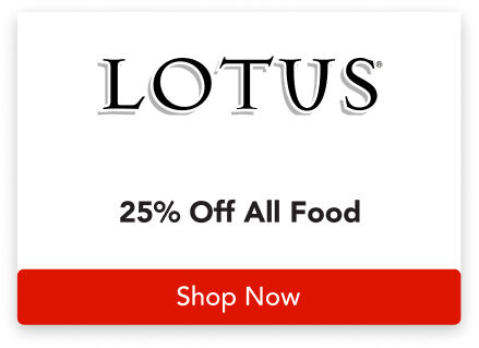 25% off all LOTUS food; use code "FRENZY26" at checkout