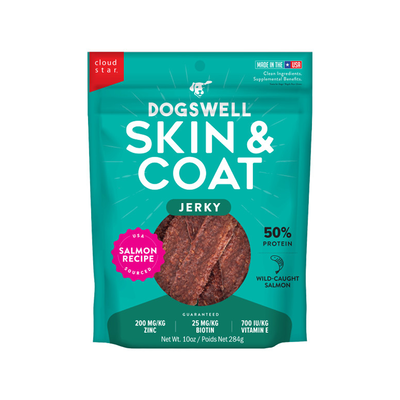 Dogswell Skin & Coat Jerky Dog Treats Salmon, 10-oz