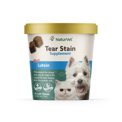 Naturvet Tear Stain Supplement Plus Lutein For Dogs And Cats, 70 Count Soft Chews, Made In The USA