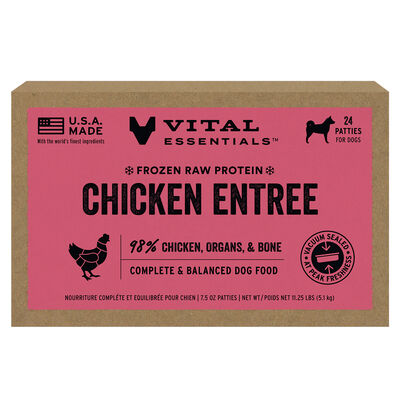 Vital Essentials Frozen Raw Chicken Entree Dog Food Patties, 11.25-lbs Bulk