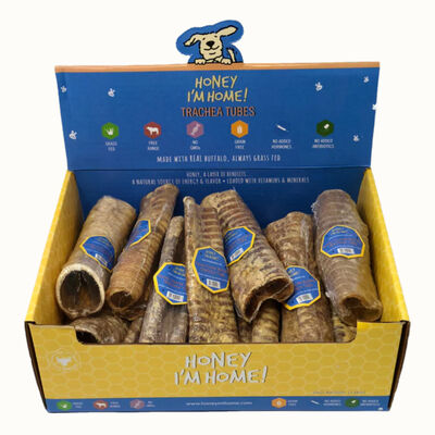 Natural Honey Coated Buffalo Chews, Trachea Tubes 1-piece