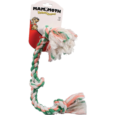 Mammoth Cottonblend Assorted Colors 3 Knot Medium Rope Dog Toy, 20-in