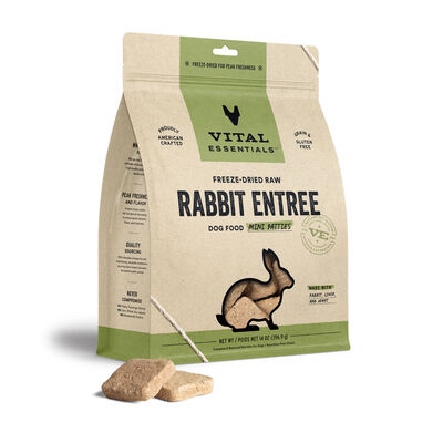 Vital Essentials Freeze-Dried Rabbit Mini-Patties Dog Entree, 14-oz
