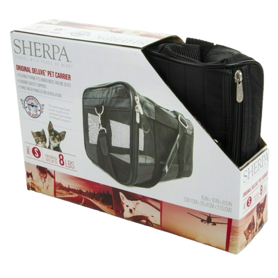 Sherpa Travel Original Deluxe  Airline Approved Pet Carrier, Black, Small