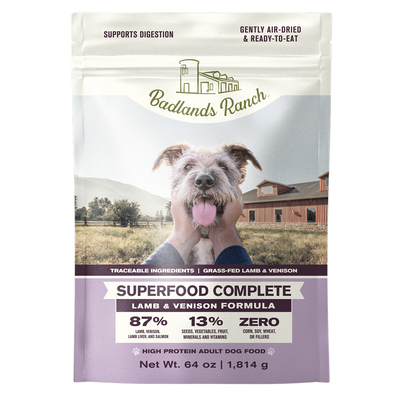 Badlands Ranch Air- Dried Grain- Free Superfood Complete Lamb & Venison, 64-oz