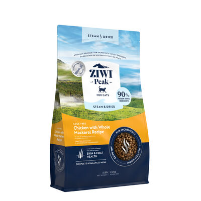 Ziwi Peak Steam & Dried Chicken with Whole Mackerel Recipe Cat Food, 4.9-lb