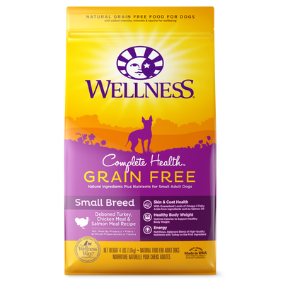 Wellness Complete Health Natural Grain Free Dry  Breed Dog Food, Turkey, Chicken & Salmon
