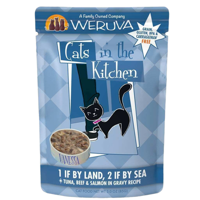 Weruva Cats In The Kitchen, 1 If By Land, 2 If By Sea With Tuna, Beef & Salmon In Gravy Cat Food, 3-oz Pouch