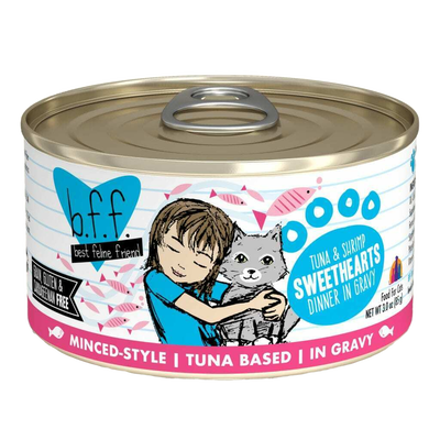 Best Feline Friend (B.F.F.) Tuna & Shrimp Sweethearts With Red Meat Tuna & Shrimp In Gravy Cat Food By Weruva, 5.5-oz Can