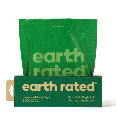 Earth Rated Dog Waste Bags, 300 Dog Waste Bags On A Large Single Roll, Grab And Go, Guaranteed Leak-Proof, Unscented