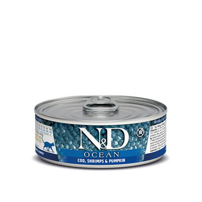 Farmina N&D Ocean Cod, Shrimp & Pumpkin Stew Wet Food Cat Can, 2.5-oz