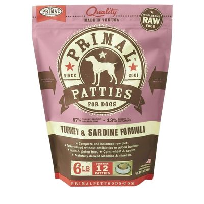 Frozen Canine Turkey & Sardine Formula Patties 6-lb