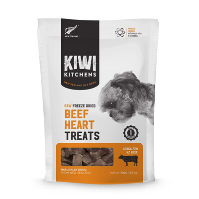 Kiwi Kitchens Raw Freeze Dried Beef Hearts Dog Treats, 3.6-oz