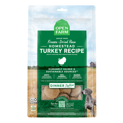 Open Farm Freeze-Dried Raw Patties Homestead Turkey Recipe Dog Food, 10.5-oz