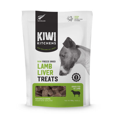 Kiwi Kitchens Raw Freeze Dried Lamb Liver Dog Treats, 4-oz