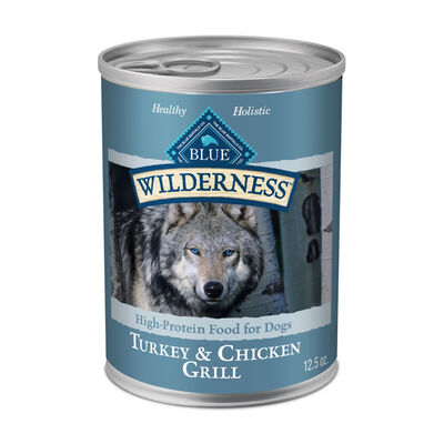 Blue Buffalo Wilderness High-Protein & Grain-Free Turkey & Chicken Grill Adult Wet Canned Dog Food, 12.5-oz