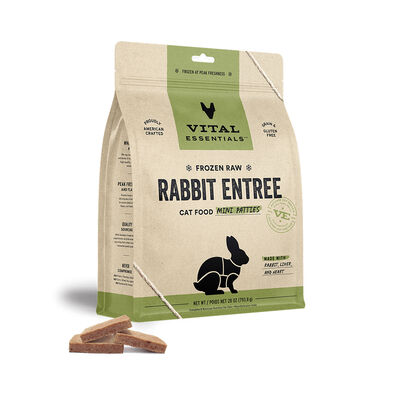 Vital Essentials Frozen Raw Rabbit Entrée Mini Patties Cat Food, 28-oz