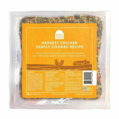Open Farm Frozen Harvest Chicken Gently Cooked Recipe Human Grade Dog Food, 16-oz