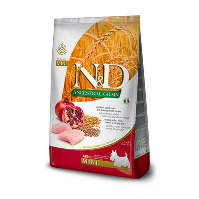 Farmina N&D Ancestral Grains Chicken & Pomegranate Adult Mini Dry Dog Food, 5.5-lb