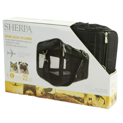 Sherpa Travel Original Deluxe  Airline Approved Pet Carrier, Black, Large
