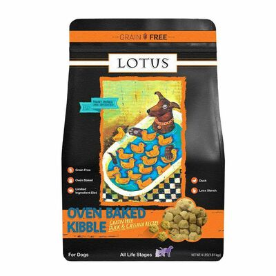 Lotus Grain-Free Duck & Cassava Oven-Baked Dry Dog Food, 20-lb