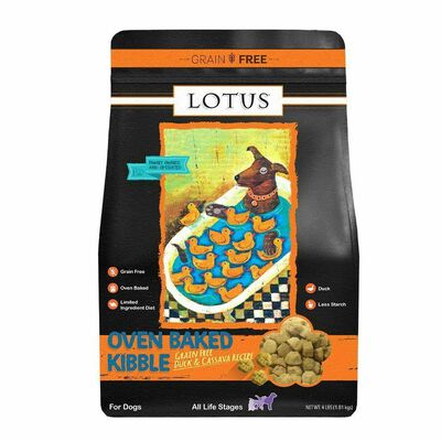 Lotus Grain-Free Duck & Cassava Oven-Baked Dry Dog Food, 4-lb