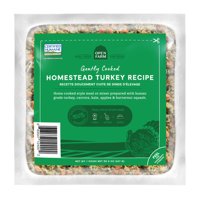 Open Farm Frozen Homestead Turkey Gently Cooked Recipe Human Grade Dog Food, 8-oz
