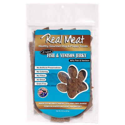 The Real Meat Company Dog Fish & Venison Jerky Treats, 8-oz