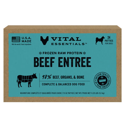 Vital Essentials Frozen Raw Beef Entree Dog Food Patties, 11.25-lbs Bulk