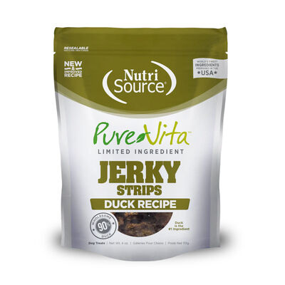 PureVita Limited Ingredient Duck Recipe Jerky Strips Treats, 4-oz