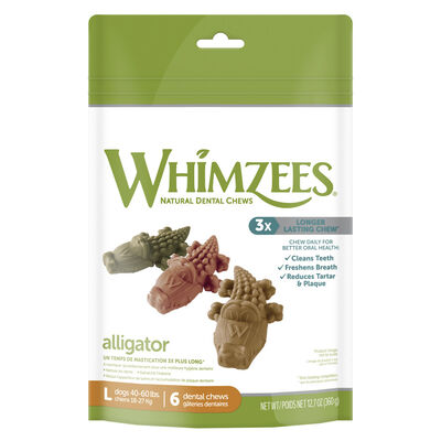Whimzees Dog Alligator Natural Dental Chew, Large