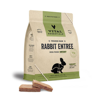 Vital Essentials Frozen Raw Rabbit Entree Dog Food Patties, 6-lbs