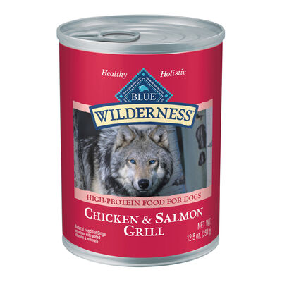 Blue Buffalo Wilderness High-Protein & Grain-Free Salmon & Chicken Grill Adult Wet Canned Dog Food, 12.5-oz