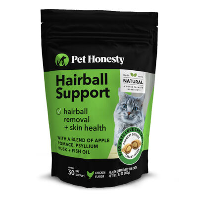 Pet Honesty Hairball Support Dual Texture Chews for Cats, Chicken, 3.7-oz
