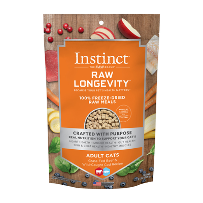 Instinct Freeze-Dried Raw Longevity Adult Beef/Cod Bites Cat Food, 9.5-oz