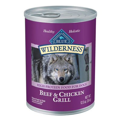 Blue Buffalo Wilderness High-Protein & Grain-Free Beef & Chicken Grill Adult Wet Canned Dog Food, 12.5-oz
