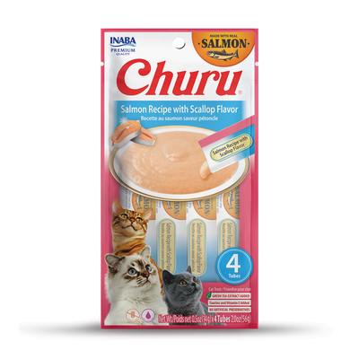 Churu Salmon with Scallop Recipe Cat Treats, 4-pk