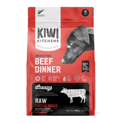 Kiwi Kitchens Raw Freeze Dried Beef Dinner Dog Food, 2-lb