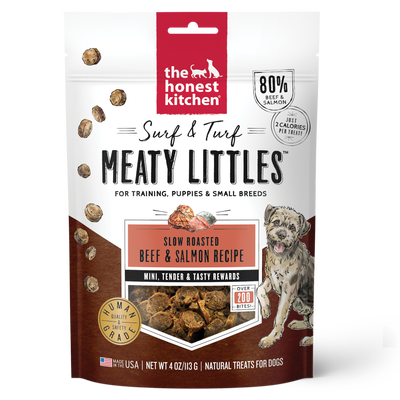 The Honest Kitchen Surf & Turf Meaty Littles: Beef & Salmon Recipe, 4-oz Bag