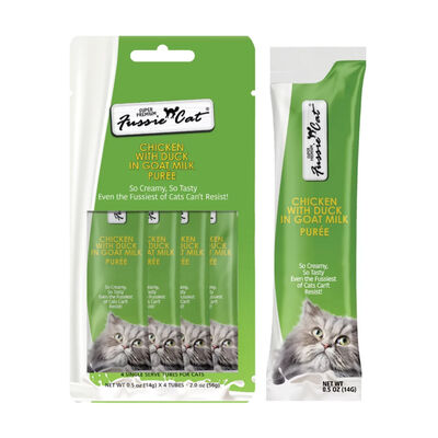 Fussie Cat Chicken with Duck in Goat Milk Purée, Pack of 4, 2-oz