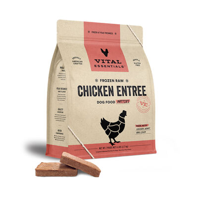 Vital Essentials Frozen Raw Chicken Entree Dog Food Patties, 6-lbs