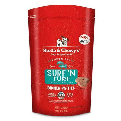 Frozen Stella & Chewy's Dog Frozen Raw, Surf And Turf Dinner Patties, 6-lb
